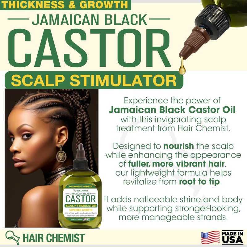 هير كيمست زيت الخروع الأسود الجامايكي من هير كيميست، محفز لفروة الرأس، 7.1 أونصة - علاج يُترك على الشعر لزيادة كثافة الشعر ونموه - Image 3